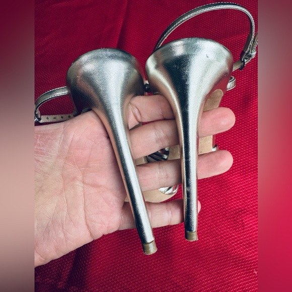 Giambattista Valli T-strap caged peep toe pale golden hint Sandal Eu 37.5 US 7.5 - Picture 8 of 17